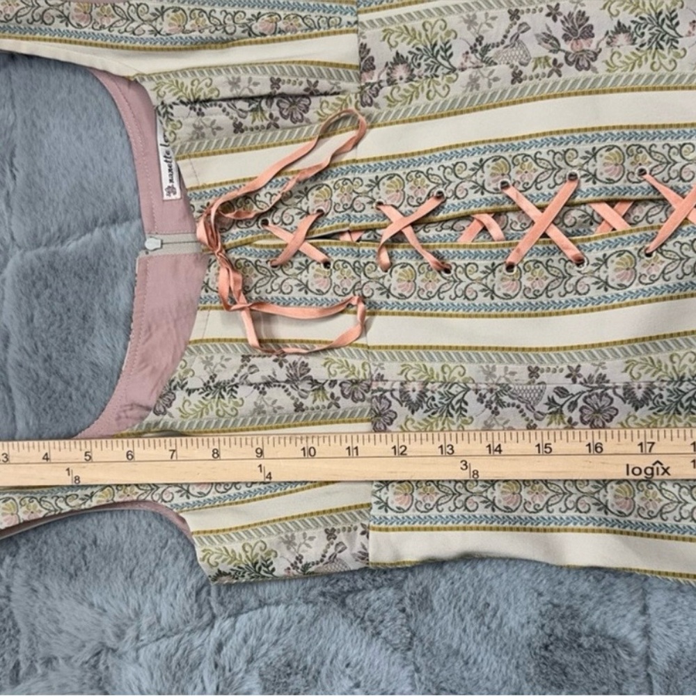RARE Vintage Nanette Lepore Dusty Pink Tapestry Corset Top - Picture 11 of 15